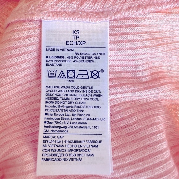 NWT GAP Softspun Ribbed V-Neck Long Sleeve Top Pink Size X-Small - Picture 8 of 11